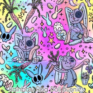Rainbow Rag Doll Bunnies - Fabric