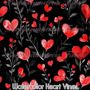 Watercolor Heart Vines - Fabric
