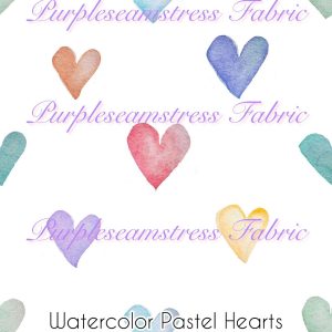 Watercolor Pastel Hearts - Fabric