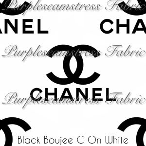 Black Boujee C on White - Fabric