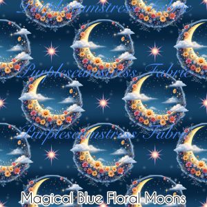Magic Blue Floral Moons - Fabric