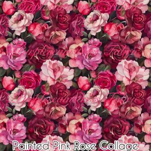 Painted Pink Rose Collage