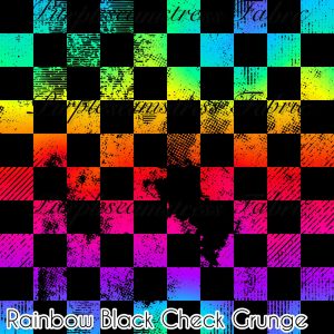 Rainbow Black Check Grunge - Fabric