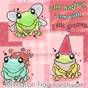 Affirmation Frog Patchwork - Fabric