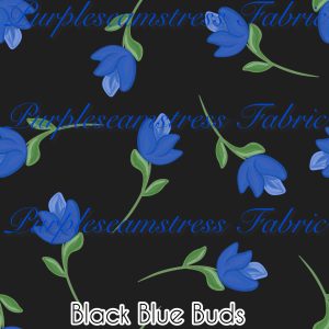 Black Blue Buds - Fabric