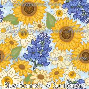 Blue Bonnets & Sunflowers - Fabric