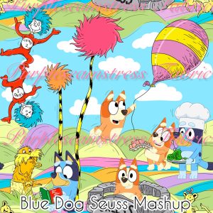 Blue Dog Seuss Mashup - Fabric