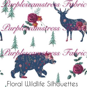 Floral Wildlife Silhouettes - Fabric