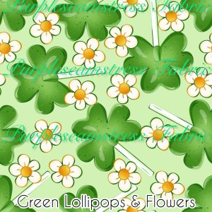 Green Lollipops & Flowers - Fabric
