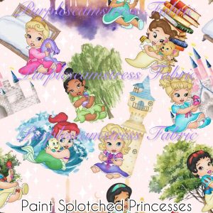 Paint Splotched Princesses - Fabric