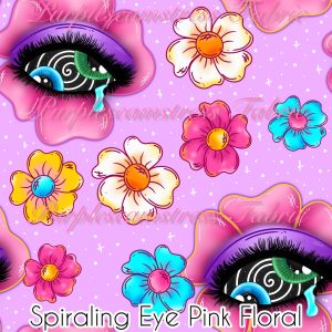 Spiraling Eye Pink Floral - Fabric