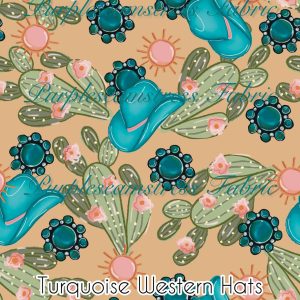 Turquoise Western Hats - Fabric