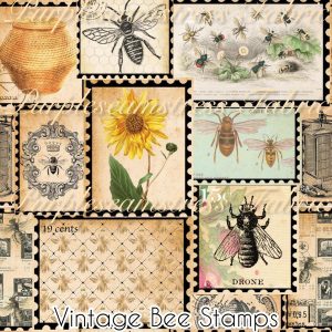 Vintage Bee Stamps - Fabric