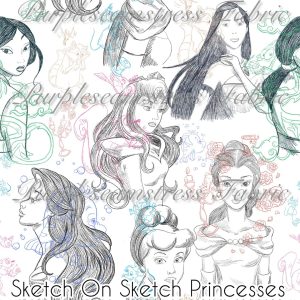 Sketch on Sketch Princesses - Fabric