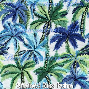 Stitched Blue Palms - Fabric