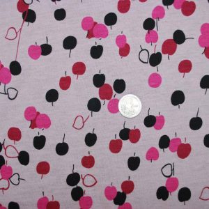Black/Hot Pink/Deep Red Apples on Pale Pink Cotton Jersey