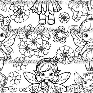 Color Me Garden Fairies - Fabric