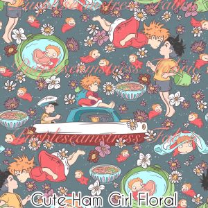 Cute Ham Girl Floral - Fabric