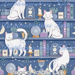 Magical Bookish Cats - Fabric