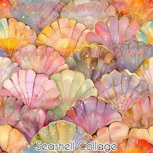 Seashell Collage - Fabric