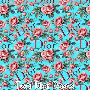Teal Dior Roses - Fabric