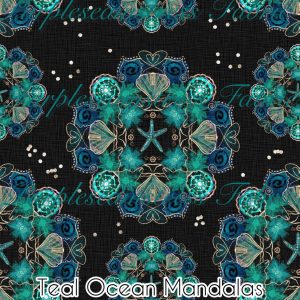 Teal Ocean Mandalas - Fabric