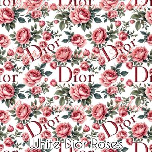 White Dior Roses - Fabric