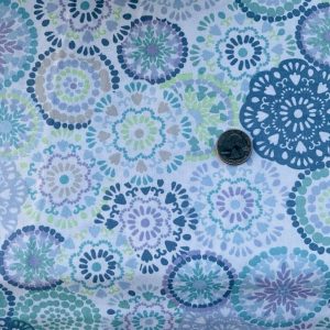 Blue Floral Wheels Cotton Woven