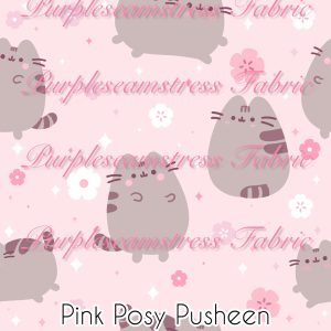 Pink Posy Pusheen - Fabric