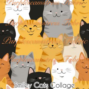 Smiley Cat Collage - Fabric