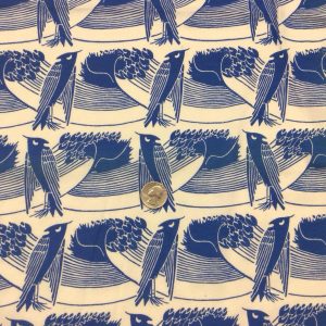 Blue Birds on Waves Cotton Jersey