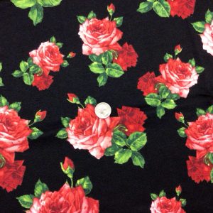 Bold & Beautiful Red/Pink Roses on Black Ponte