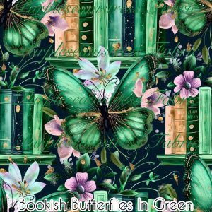 Bookish Butterflies in Green - Fabric