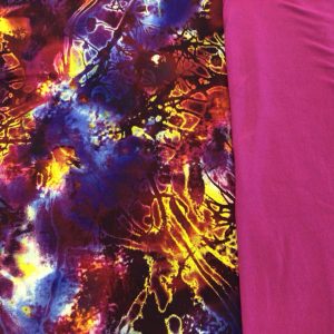 Colorful Embers on Black Cotton Lycra BUNDLE