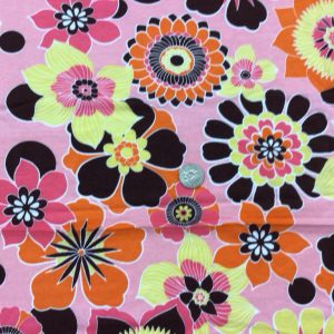 Cute Euro Flowers on Pink Cotton Jersey