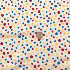 Hot Pink/Turquoise/Yellow Dots on White Cotton Jersey