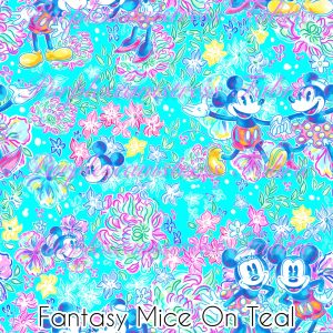 Fantasy Mice on Teal - Fabric