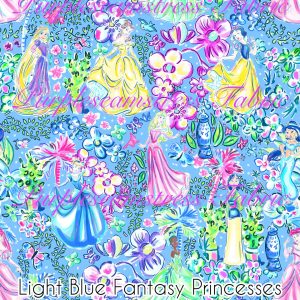 Light Blue Fantasy Princesses - Fabric