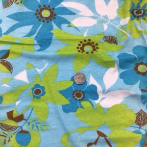 Lime & Turquoise Flowers on Pale Blue Cotton Jersey