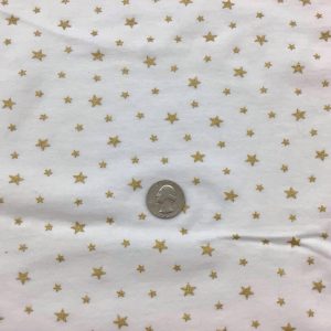Metallic Gold Stars on White Cotton Jersey