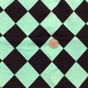 Mint Black Diamonds Cotton Lycra - Fabric