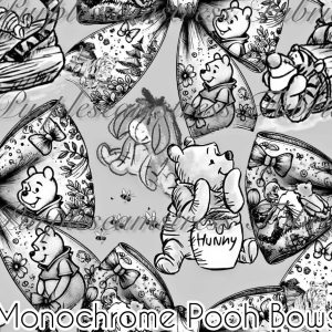 Monochrome Pooh Bows - Fabric
