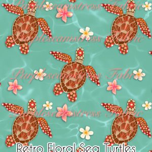 Retro Floral Sea Turtles