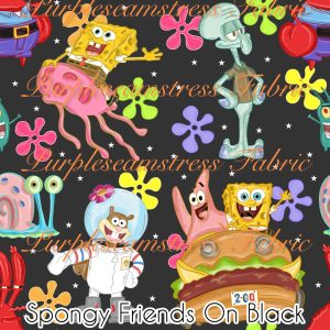 Spongy Friends on Black - Fabric