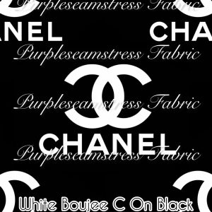 White Boujee C on Black - Fabric