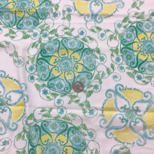 Yellow/Jade Medallions on White Cotton Jersey
