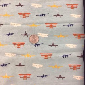 Airplanes on Pale Teal Cotton Lycra BUNDLE