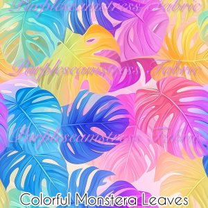 Colorful Monstera Leaves - Fabric