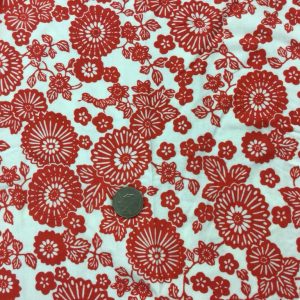 Cute Red Flowers on White Cotton Jersey