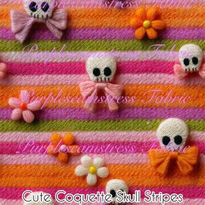 Cute Coquette Skull Stripes